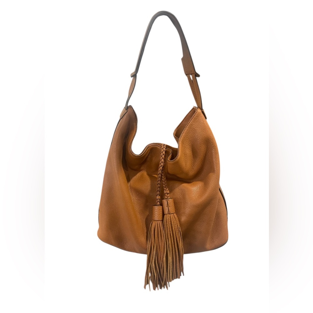 Rebecca Minkoff Isobel Pebbled Soft Leather Hobo Shoulder Purse Camel Brown - Picture 2 of 15